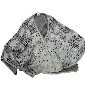CAbi Gray and Black Shrug Poncho‎ Sweater with Relaxed Fit, One Size, Cheetah